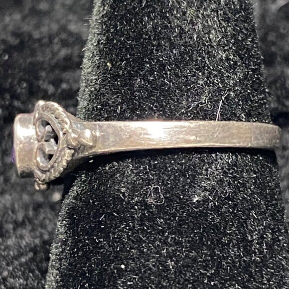 Ring Amethyst Faceted Size 5.5 Vintage Jewelry Sterling Silver Stamped 925 - Picture 3 of 12